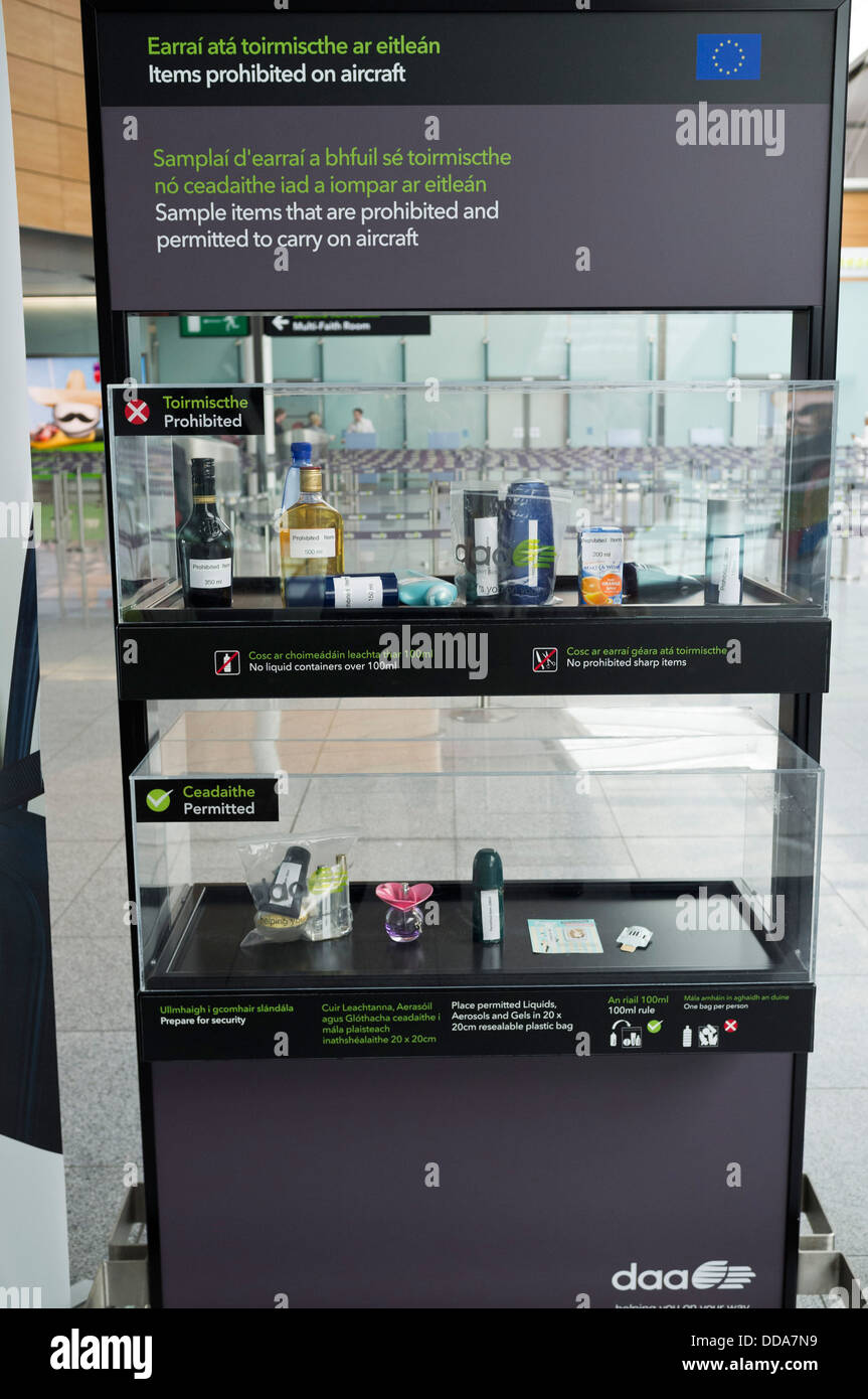 Display Of Prohibited And Allowed Liquids For Cabin Baggage At