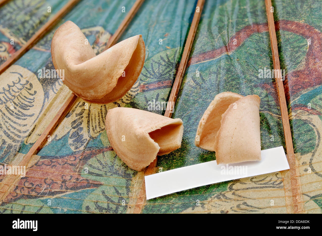 Fortune cookies completely broken Stock Photo