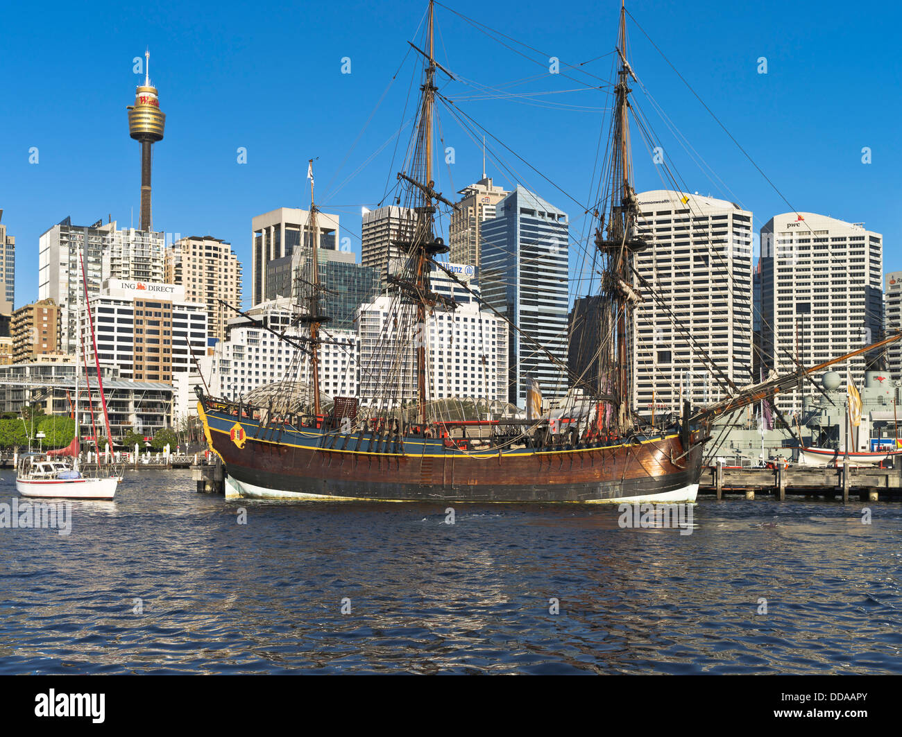 dh Darling Harbour SYDNEY AUSTRALIA Captain Cook HM Bark Endeavour Australian National Maritime Museum ship replica Stock Photo