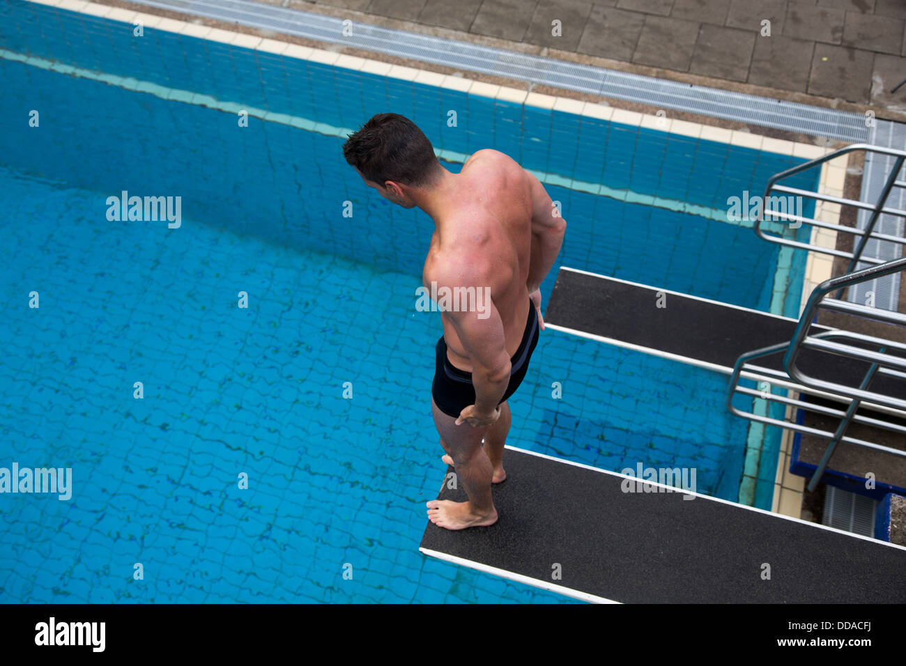 Swimmer Diving Diving Board High Resolution Stock Photography and