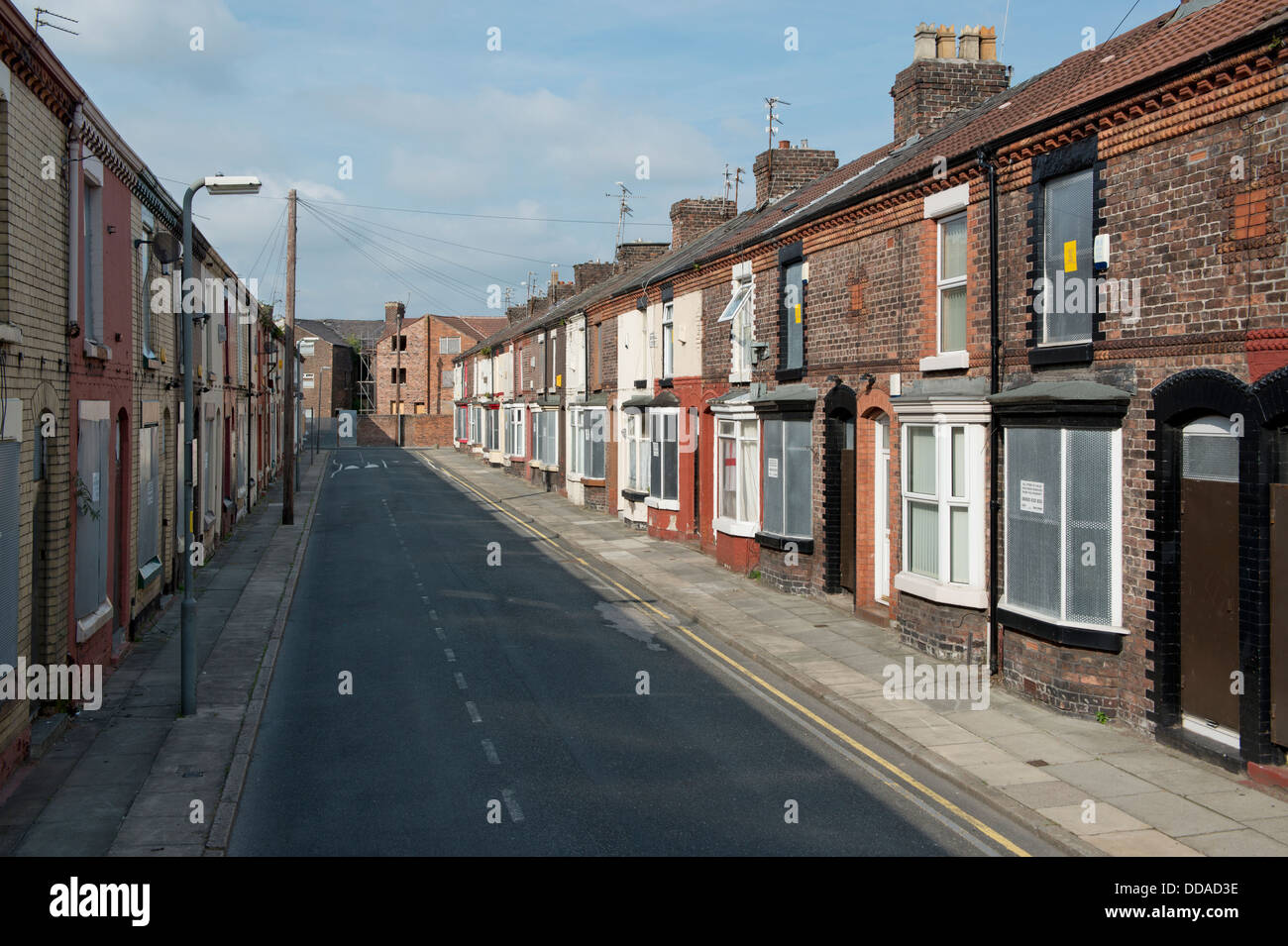 A shot of Bagnall Street in the Anfield area of Liverpool, where many condemned houses await demolition (Editorial use only). Stock Photo