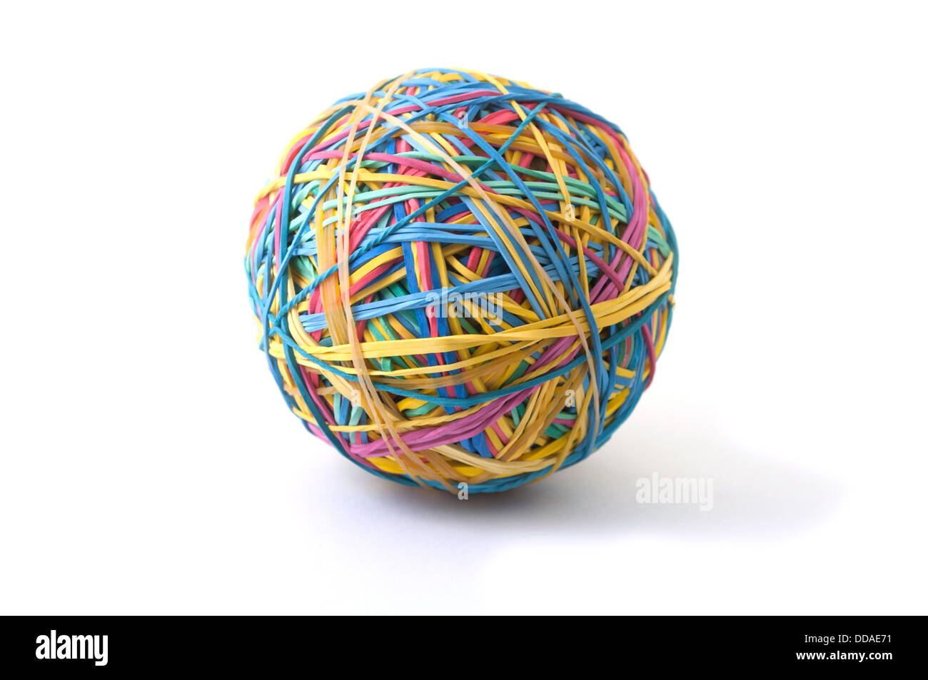 A ball made of rubber bands isolated on white Stock Photo