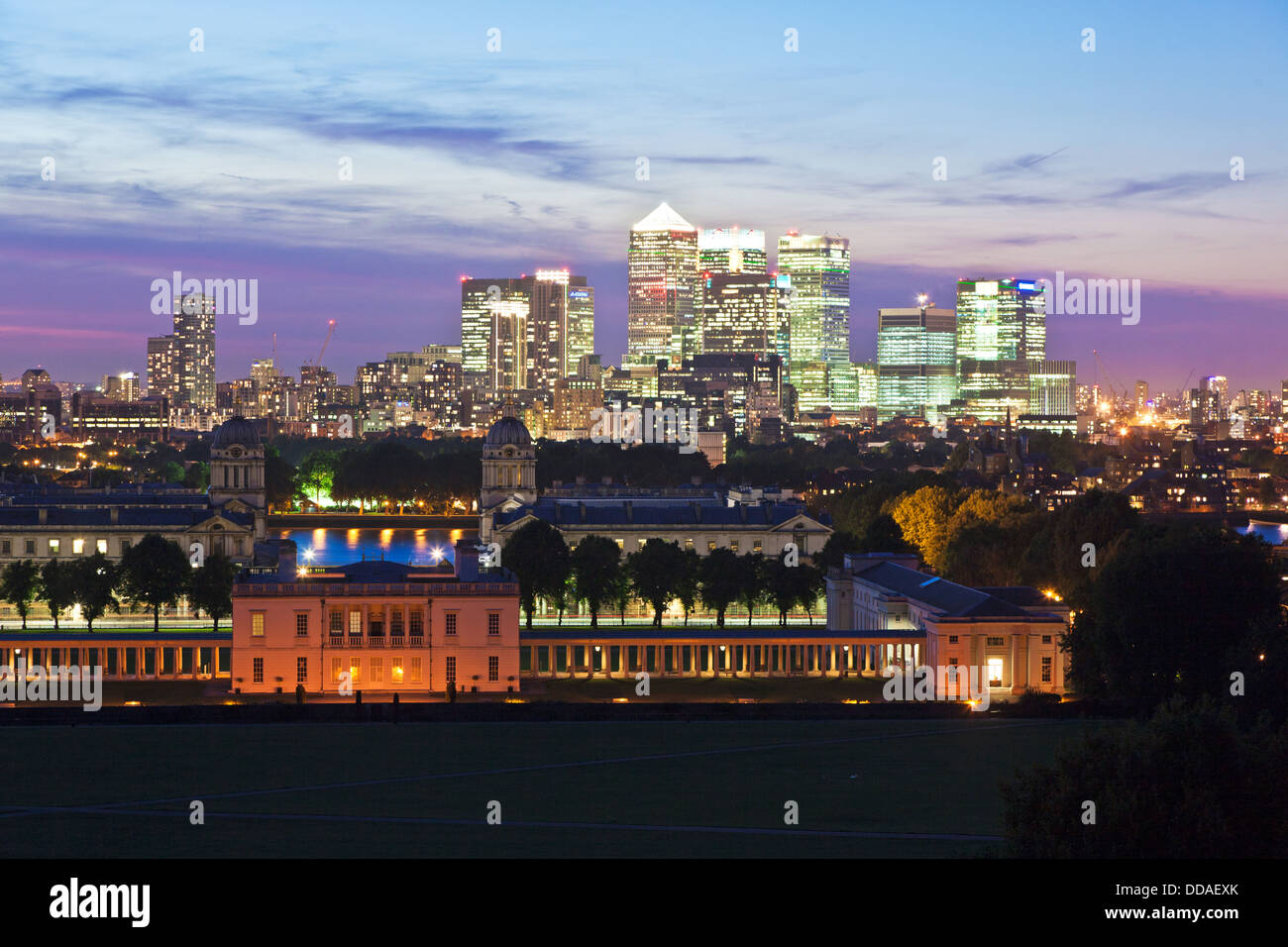 Canary Wharf From Greenwich London UK Stock Photo - Alamy