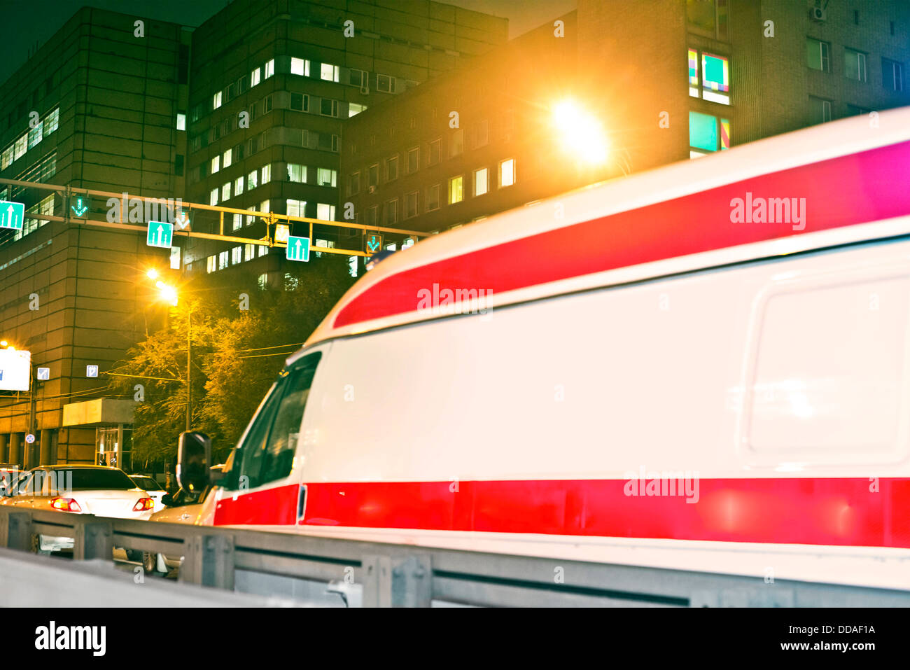 ambulance van in night city Stock Photo