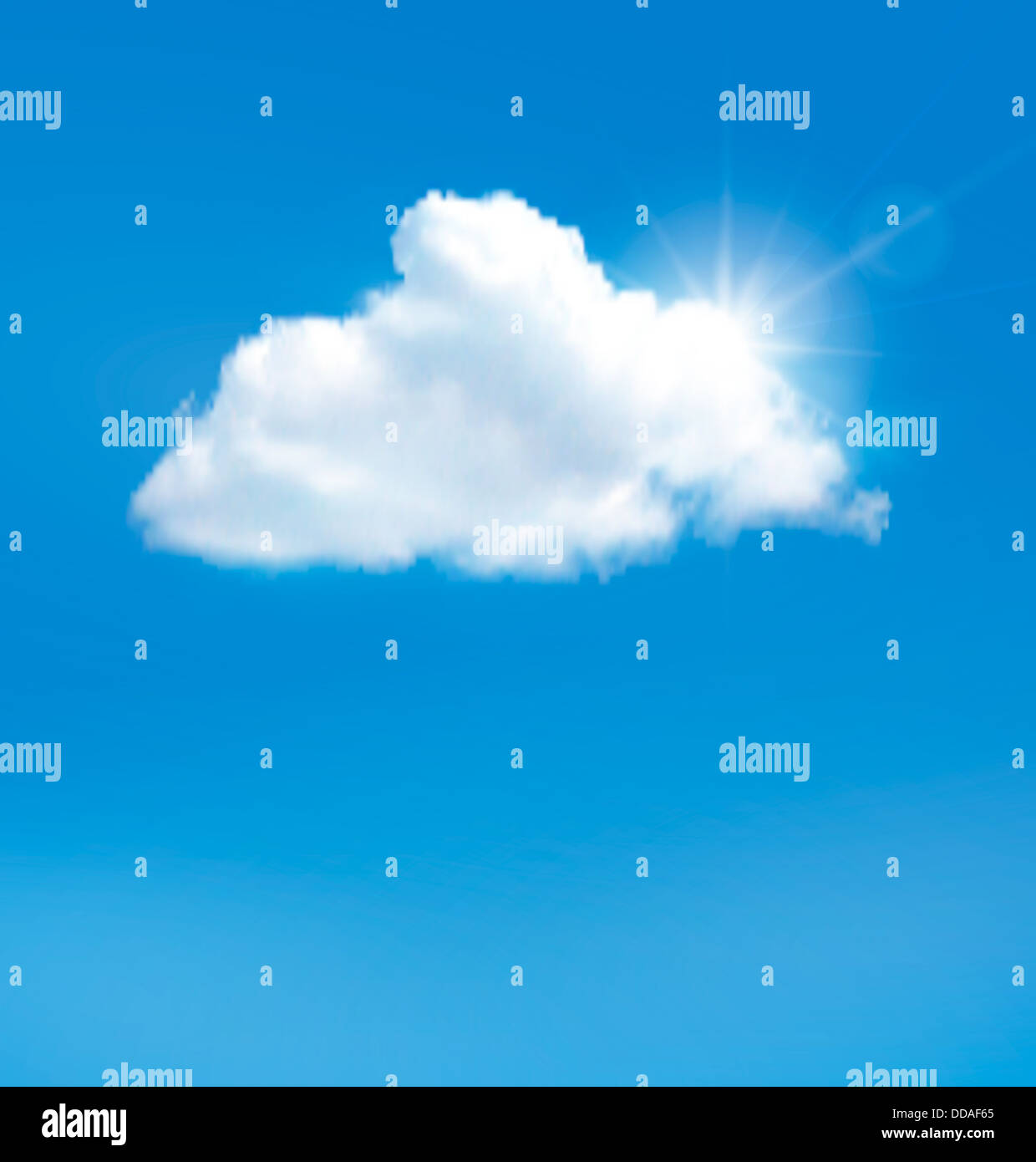 Blue sky with cloud and sun. Vector background Stock Photo - Alamy
