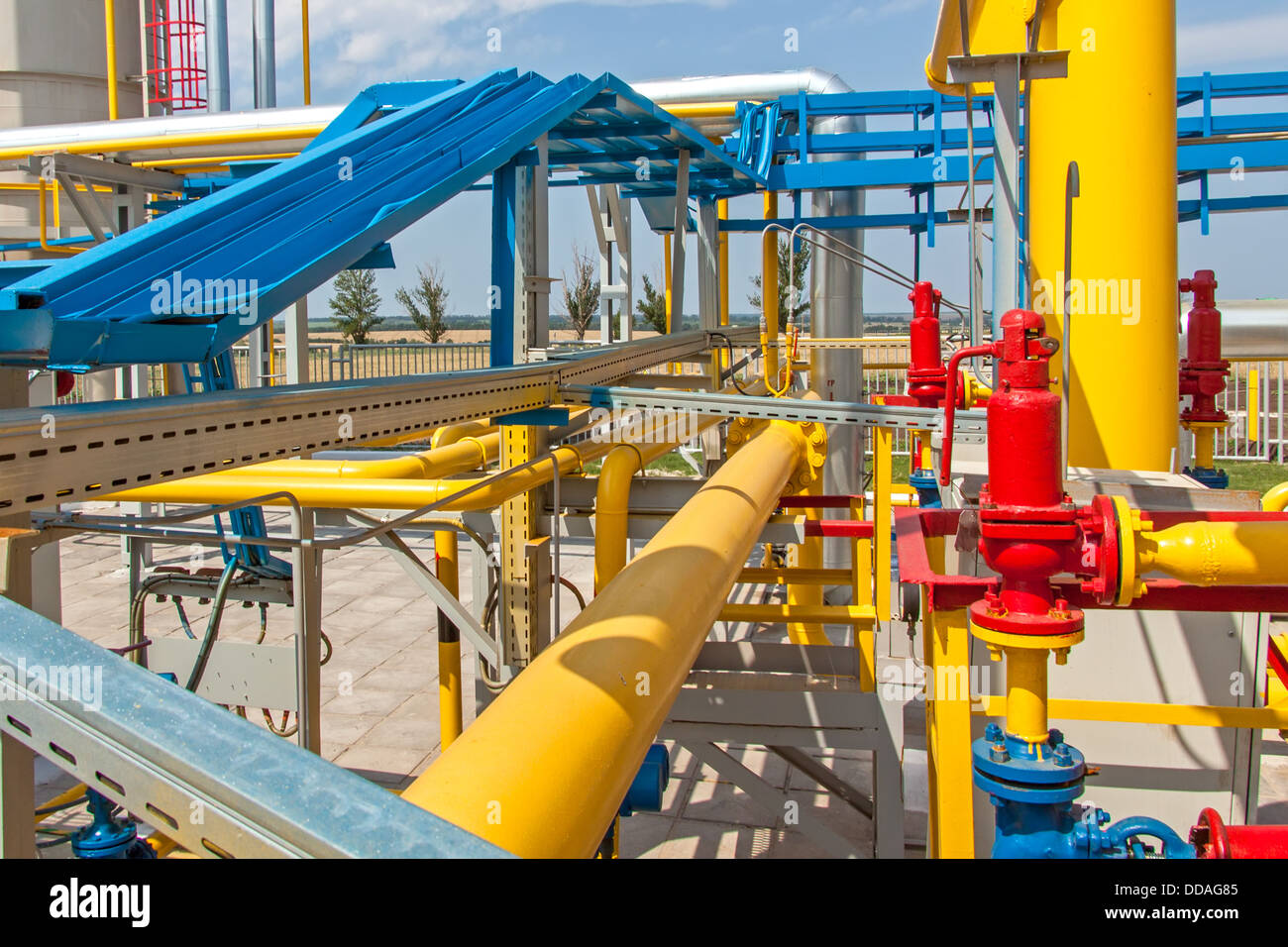Gas compressor station in bright sunny summer day Stock Photo Alamy
