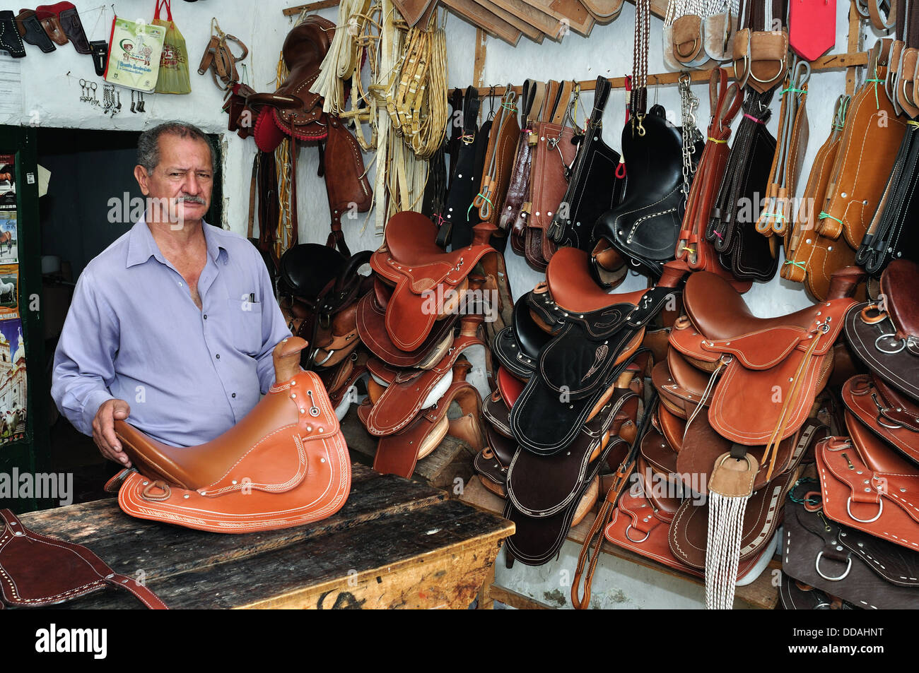 Saddlery shop in PITALITO. Department of Huila.COLOMBIA Stock Photo