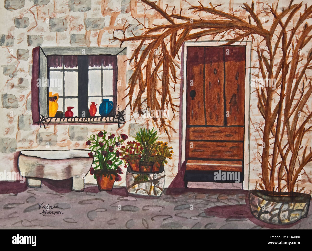 This Watercolor Painting Called Tuscan Portal Depicts An