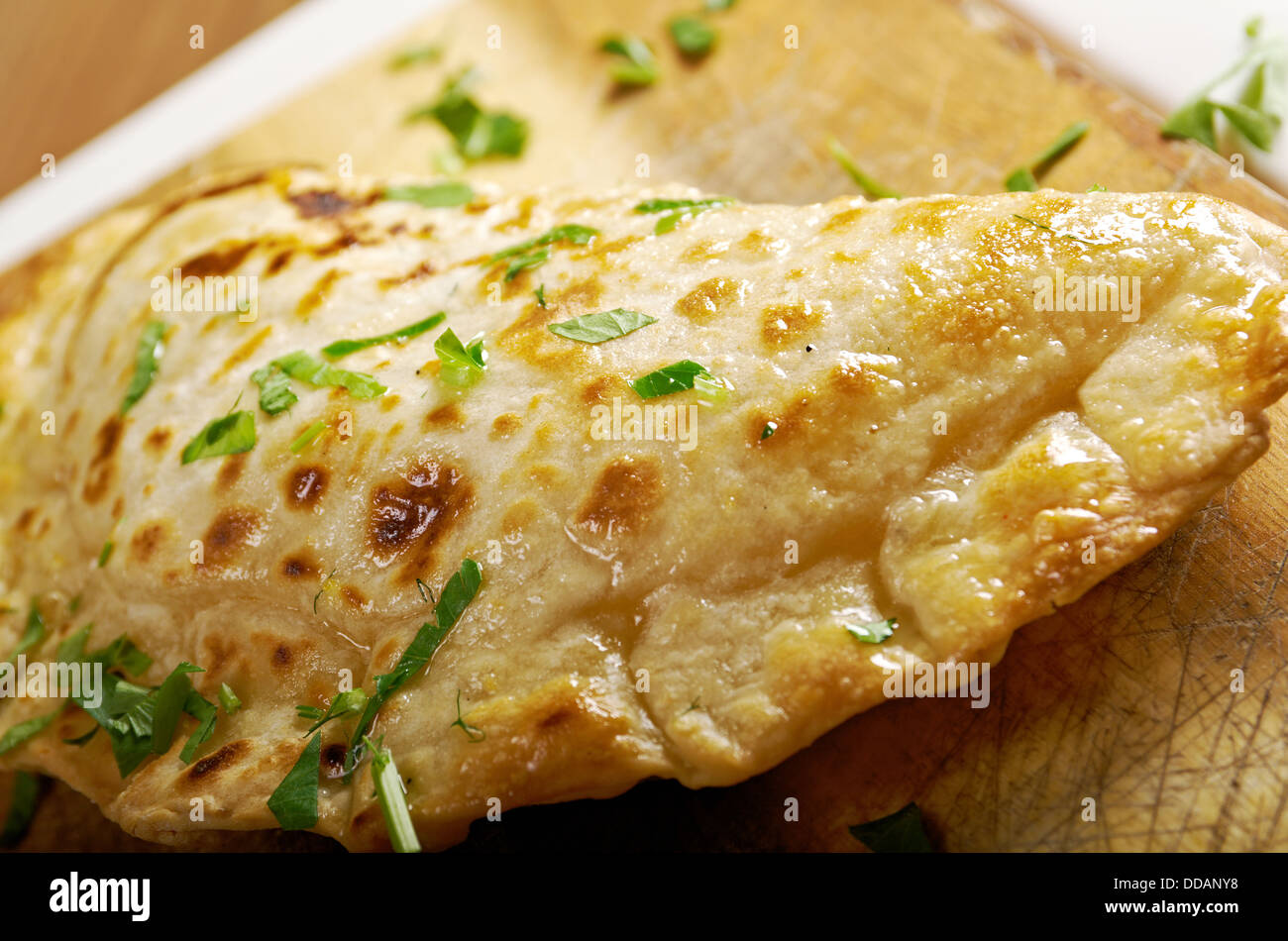 Qutab baked Chebureki traditional cheese pastry Stock Photo