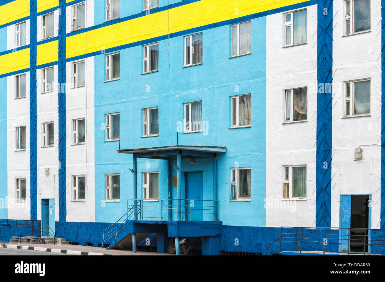 Coloured apartment houses, Siberian city Anadyr, Chukotka Province