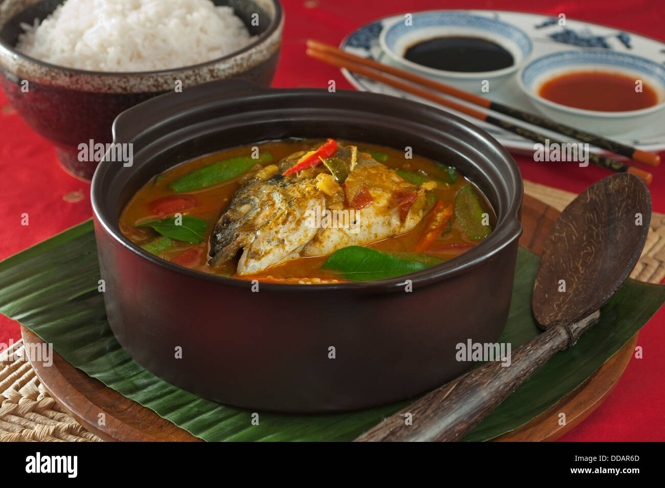 Singapore fish head curry Stock Photo