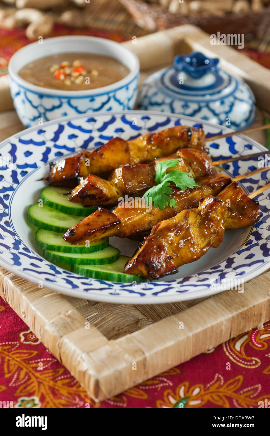 Thai satay with peanut sauce Thailand Food Stock Photo Alamy