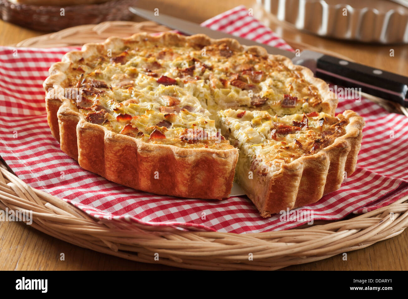 Flamiche aux poireaux. Leek and cheese tart. France Food Stock Photo ...