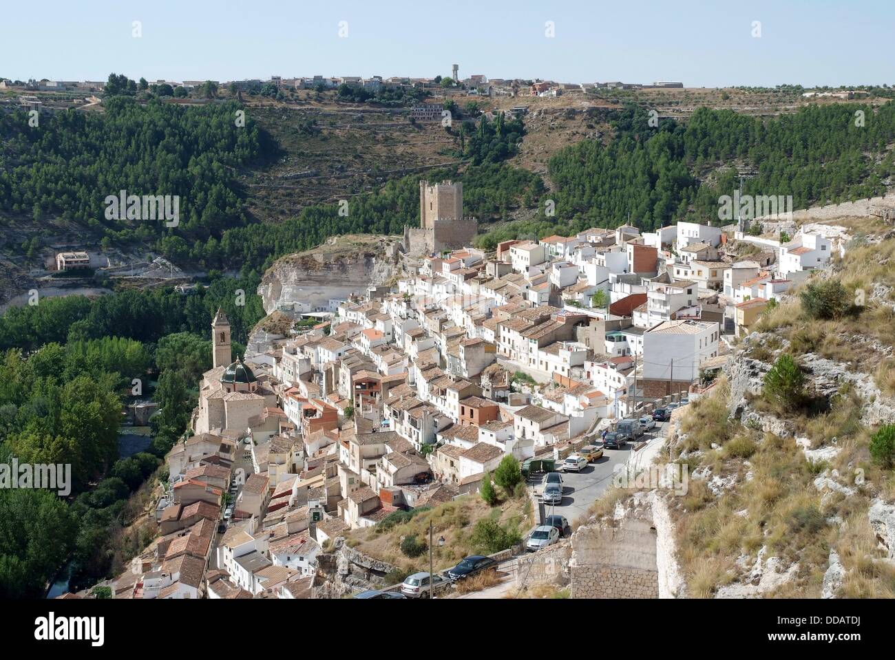 Overview of Alcala del Jucar, Albacete, Castilla La Mancha, Spain Stock