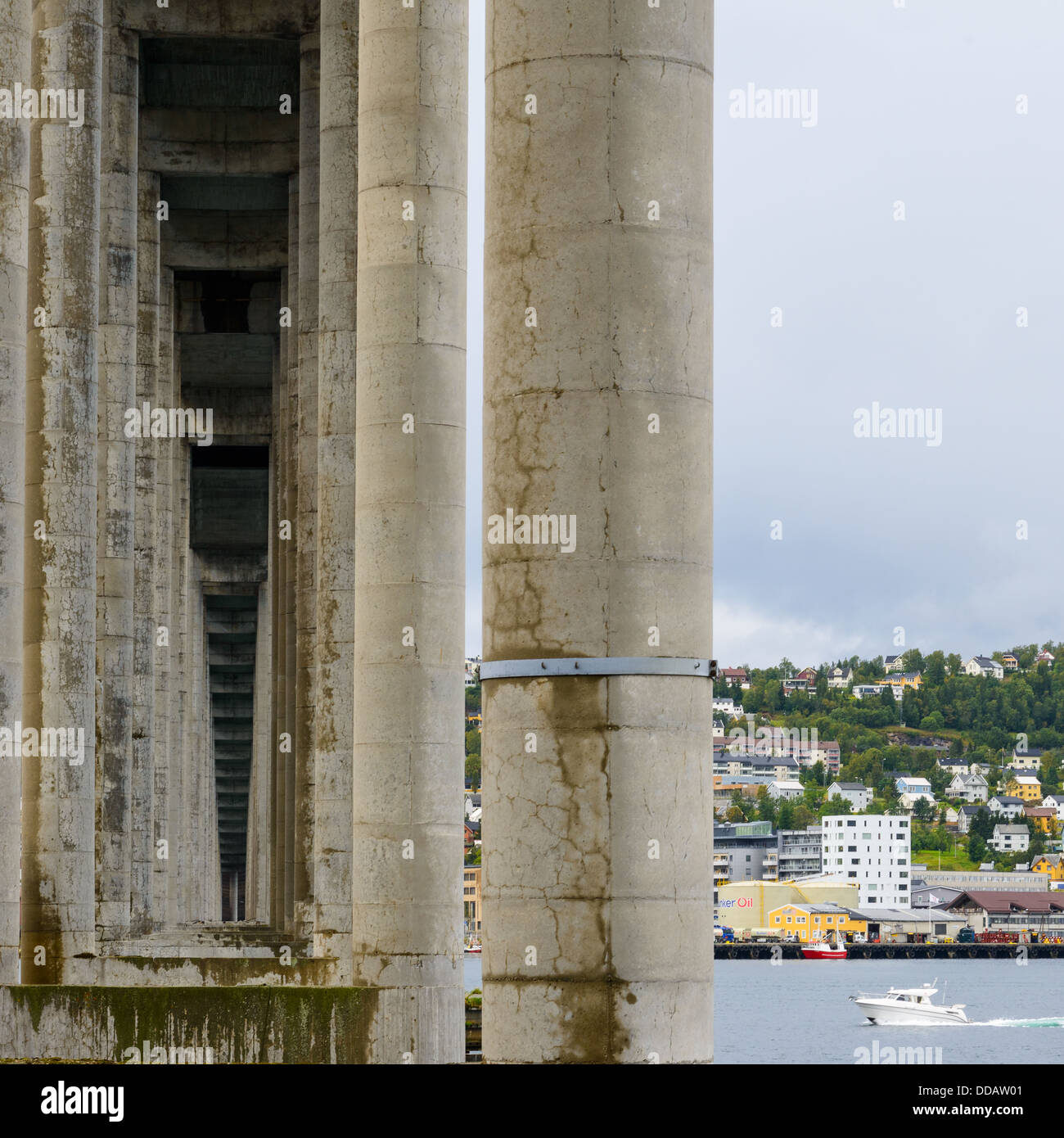 Pillars of bridge, Tromsö, Troms, Norway Stock Photo