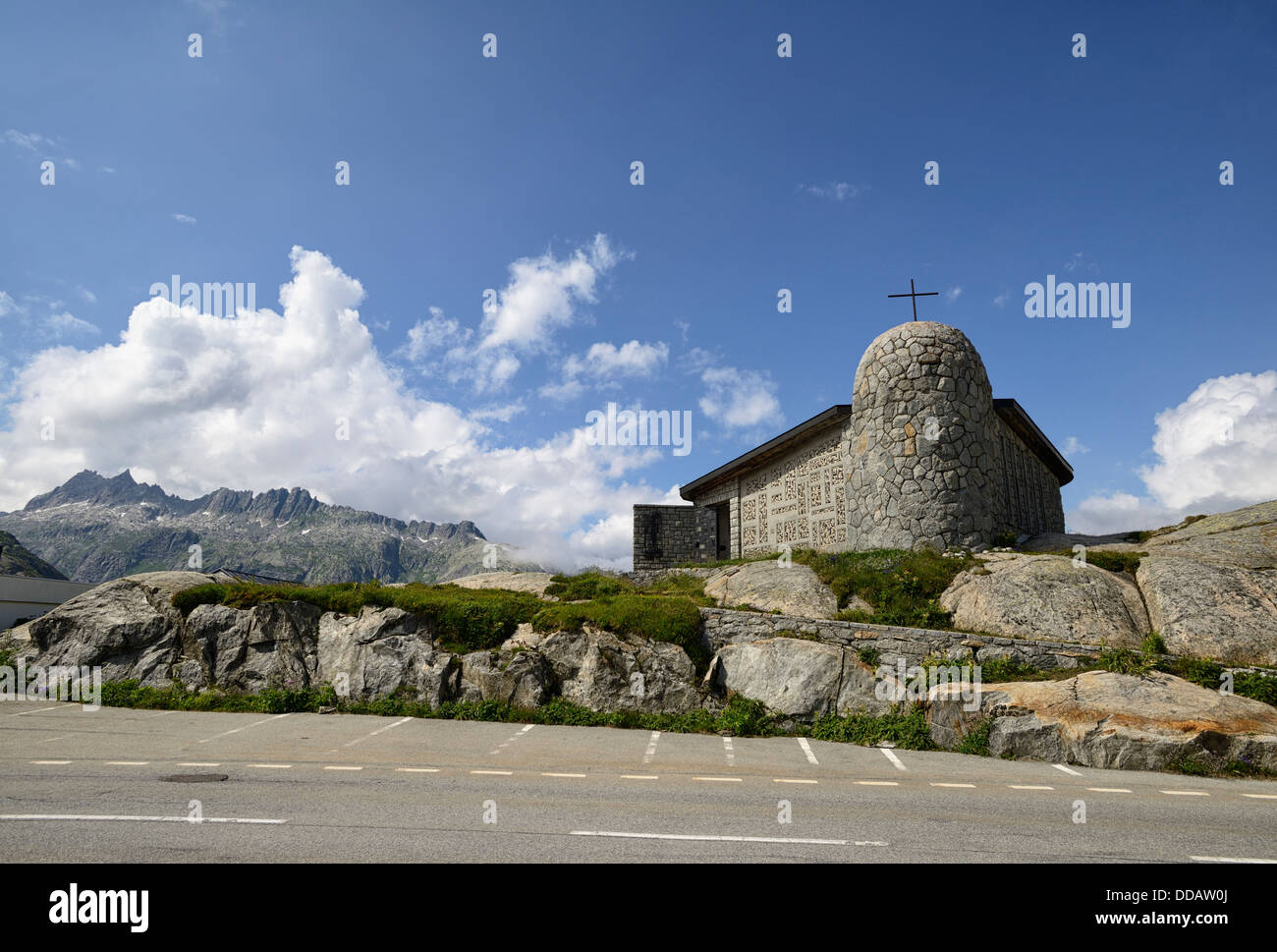 Church on the Grimsel Pass [grimselpass], Meiringen, Switzerland, Europe Stock Photo