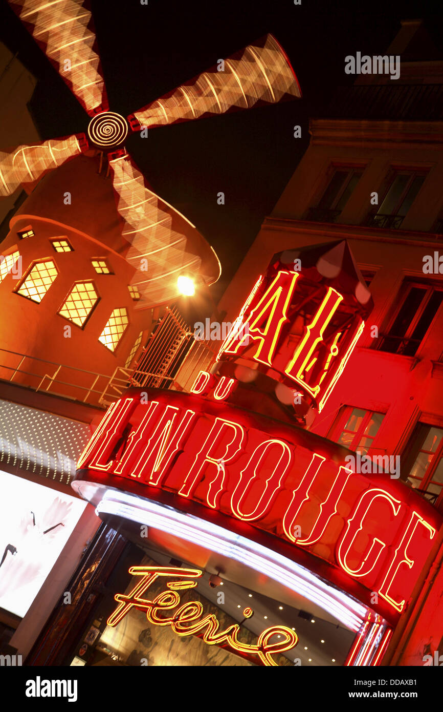 Night view of Moulin Rouge Paris. France Stock Photo Alamy