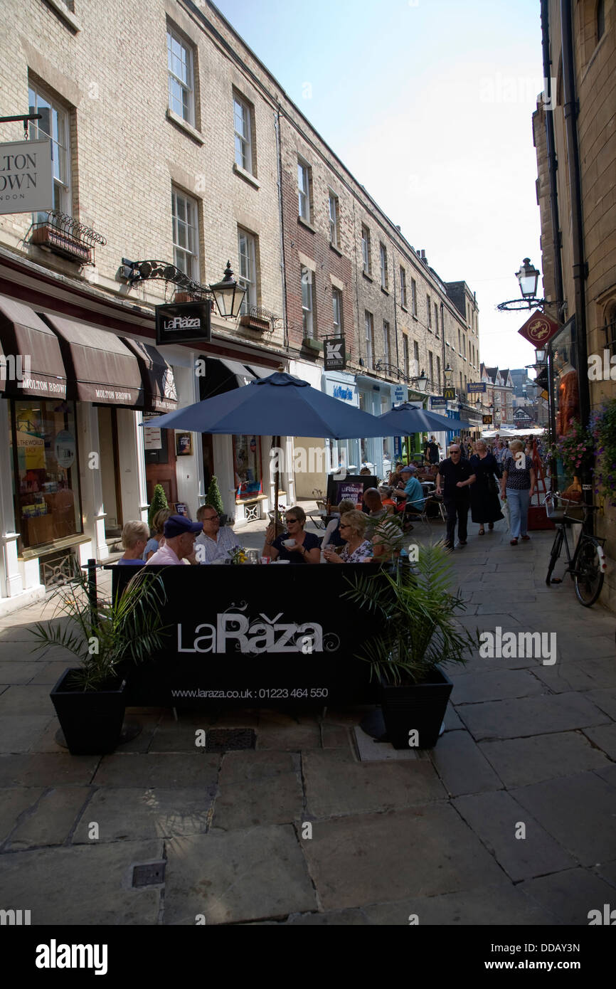 People sitting street restaurants cafes Cambridge England Stock Photo Alamy