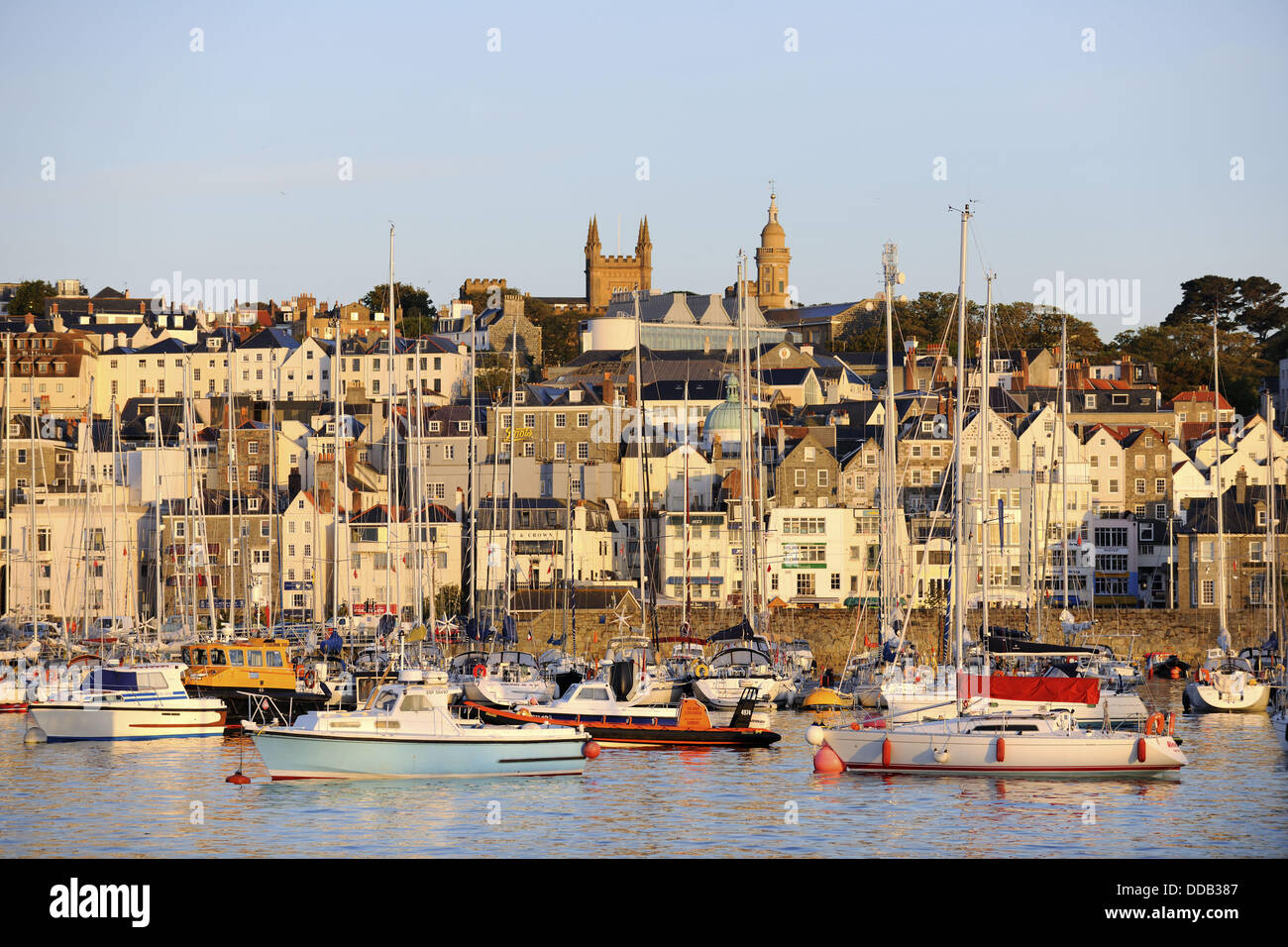Saint Peter Port and its marinas, Guernsey, Channel islands, UK Stock