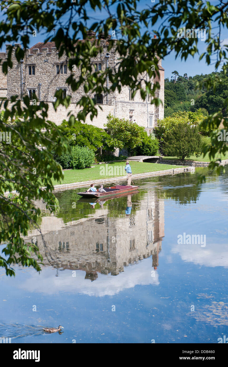 Punting at Leeds Castle, England Stock Photo