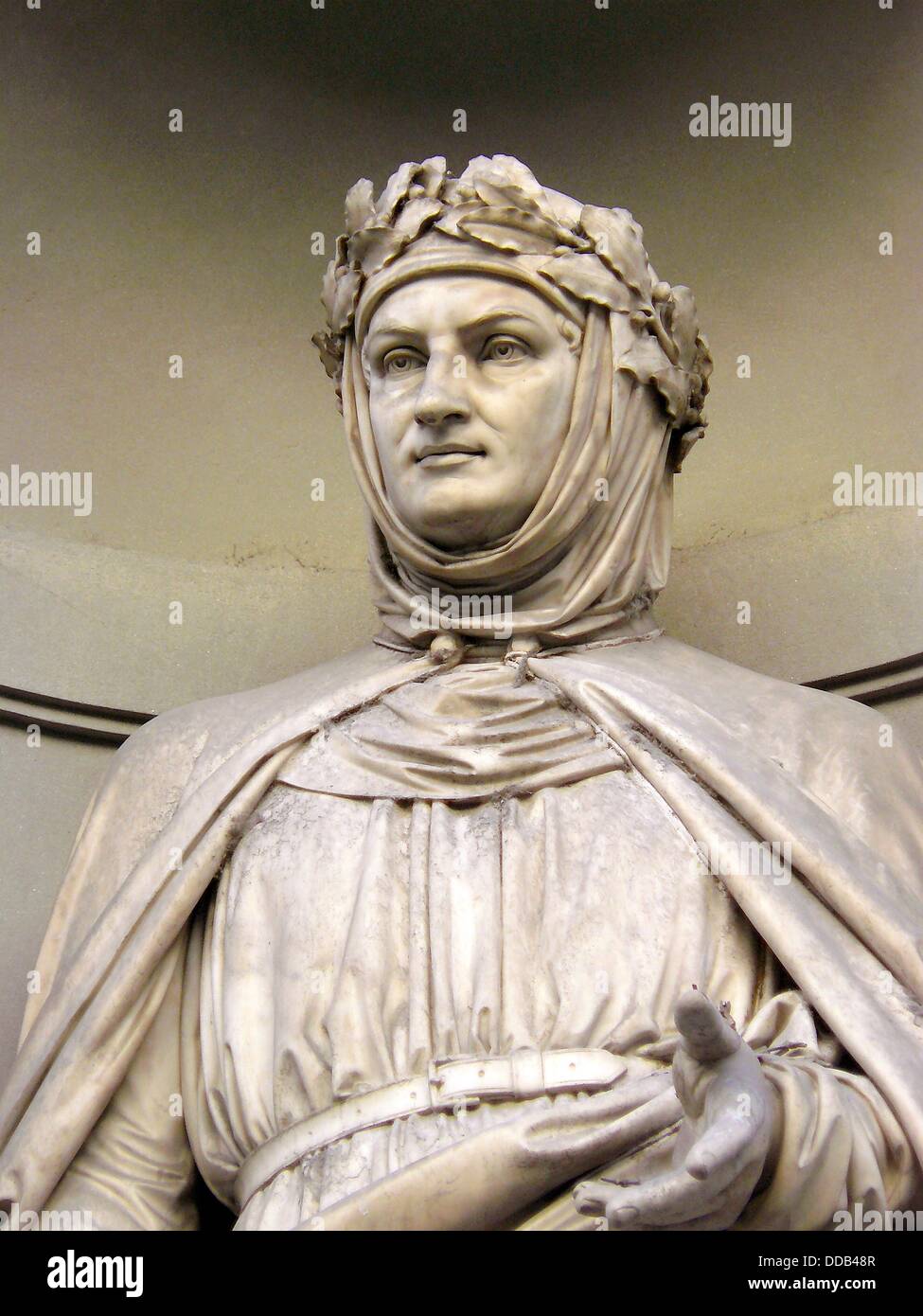 Florence Italy Dante sculpture outside the Uffizi Gallery in Florence