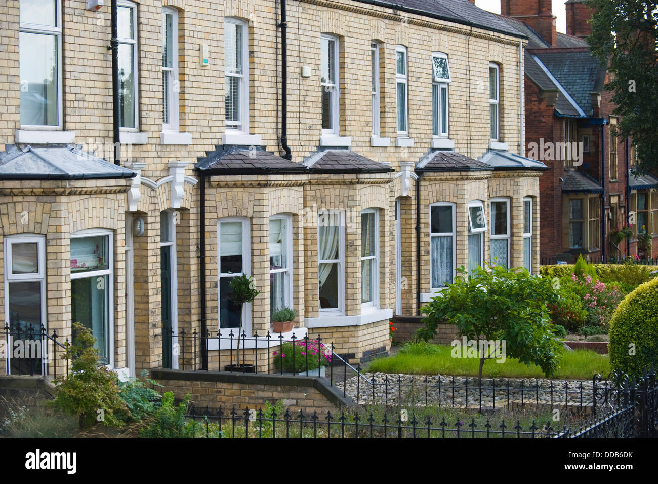 Traditional Victorian terraced houses in the city of York North Yorkshire England UK Stock Photo