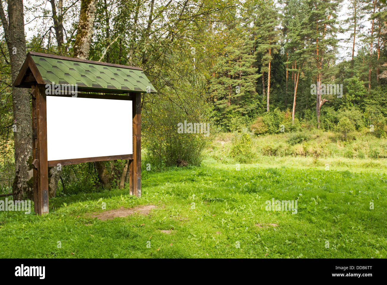 Blank wooden billboard with copy space in the forest Stock Photo - Alamy