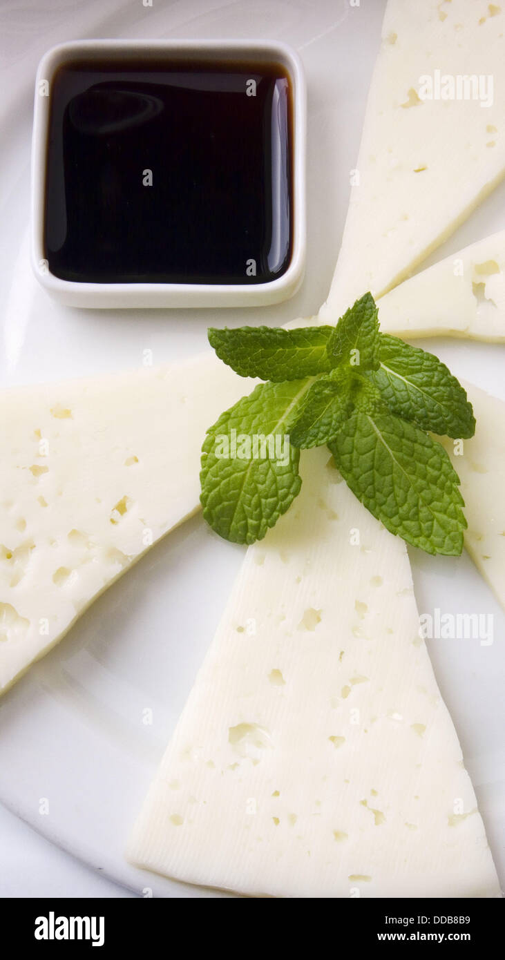 Cheese, mint and Modena balsamic vinegar Stock Photo Alamy