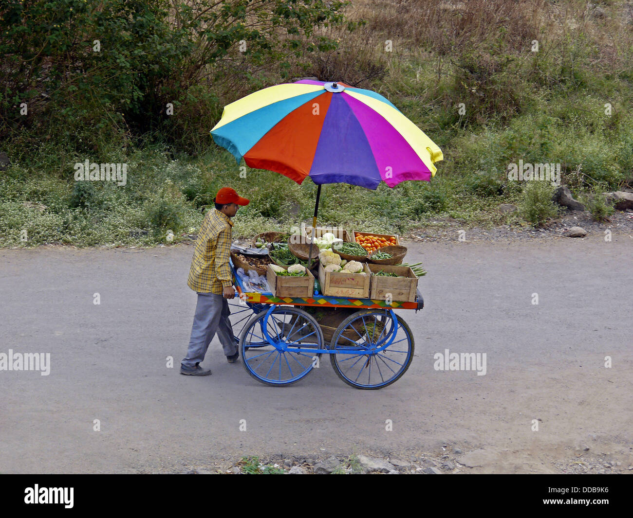 Vegetables sells on barrow Pune Maharashtra India Stock Photo