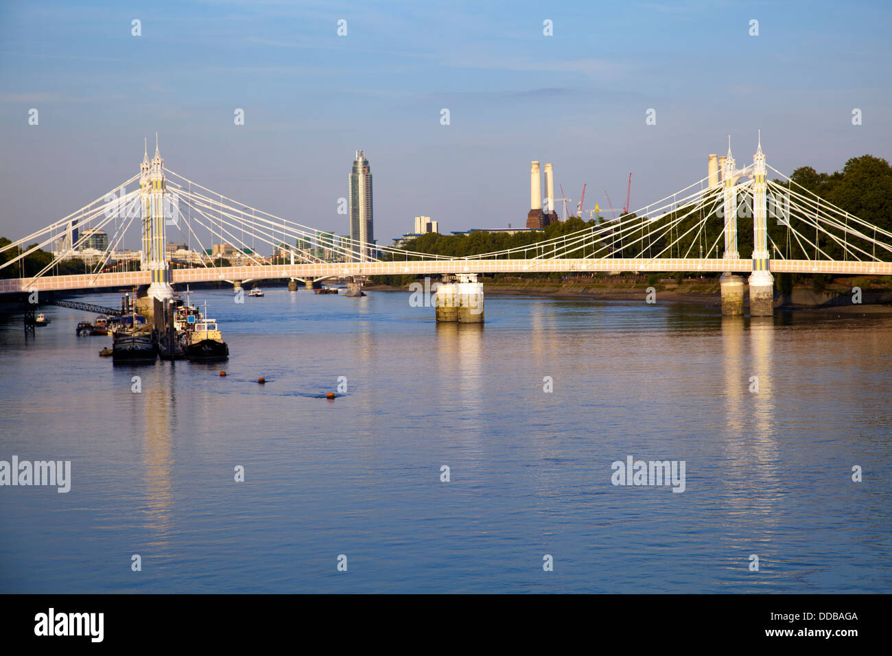 Royal Albert Bridge over River Thames at Sunset in London UK Stock ...
