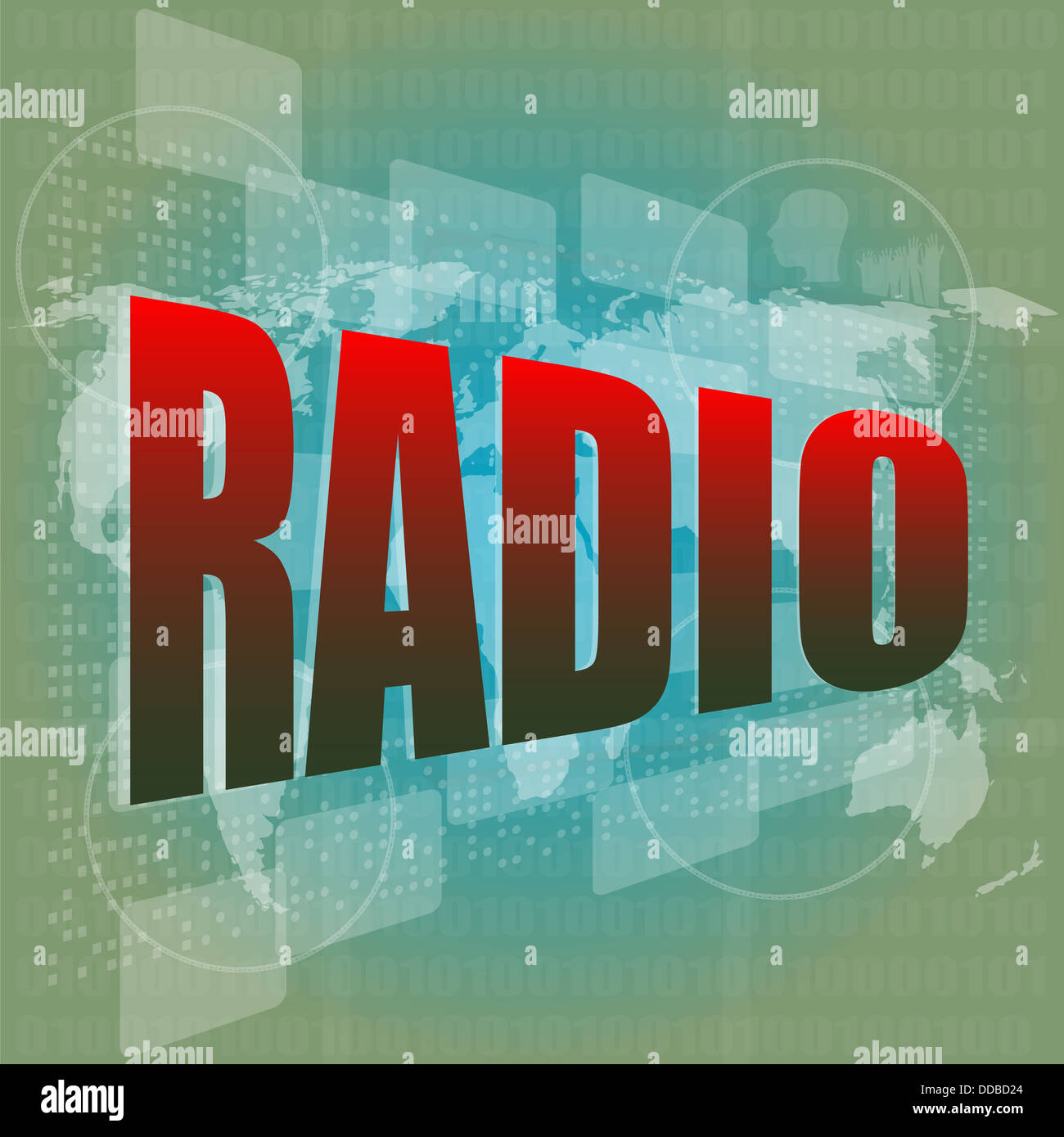 radio word on digital screen background with world map Stock Photo Alamy