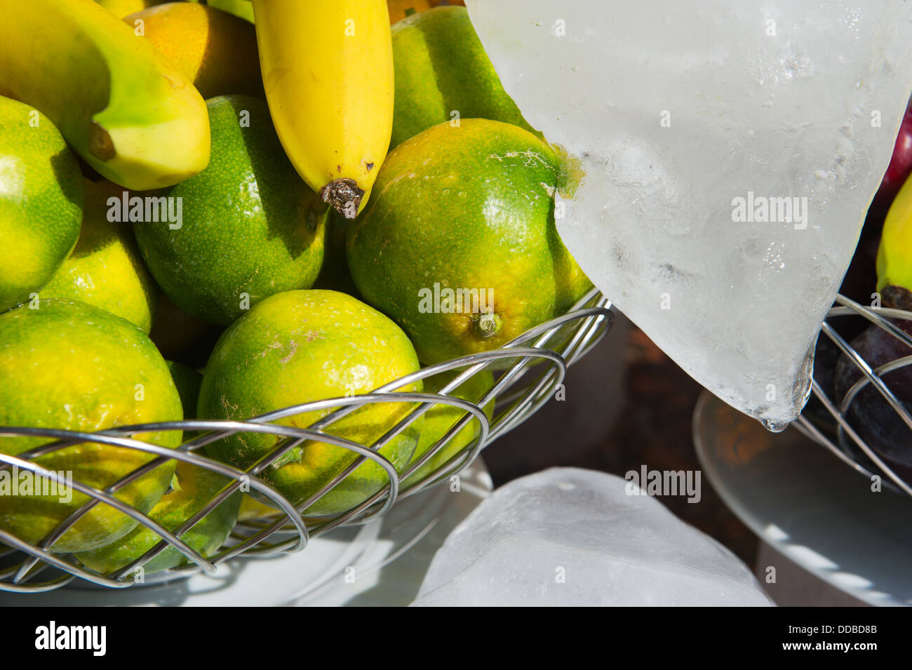 Fresh fruit and melting ice Stock Photo
