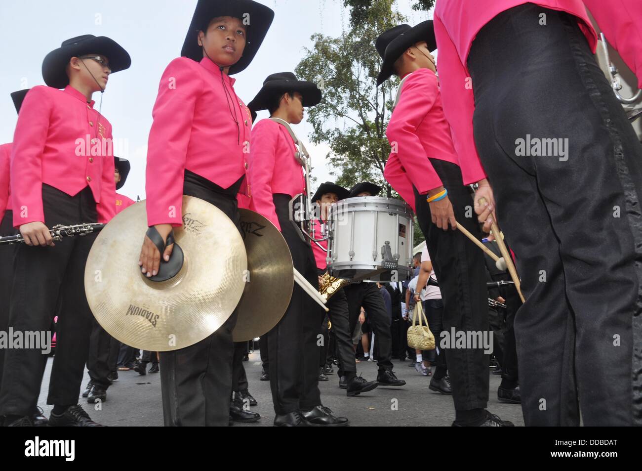 Bangkok (Thailand): a musical band at the king Bhumibol Adulyadej birthday´s public commemoration (December 5th) Stock Photo