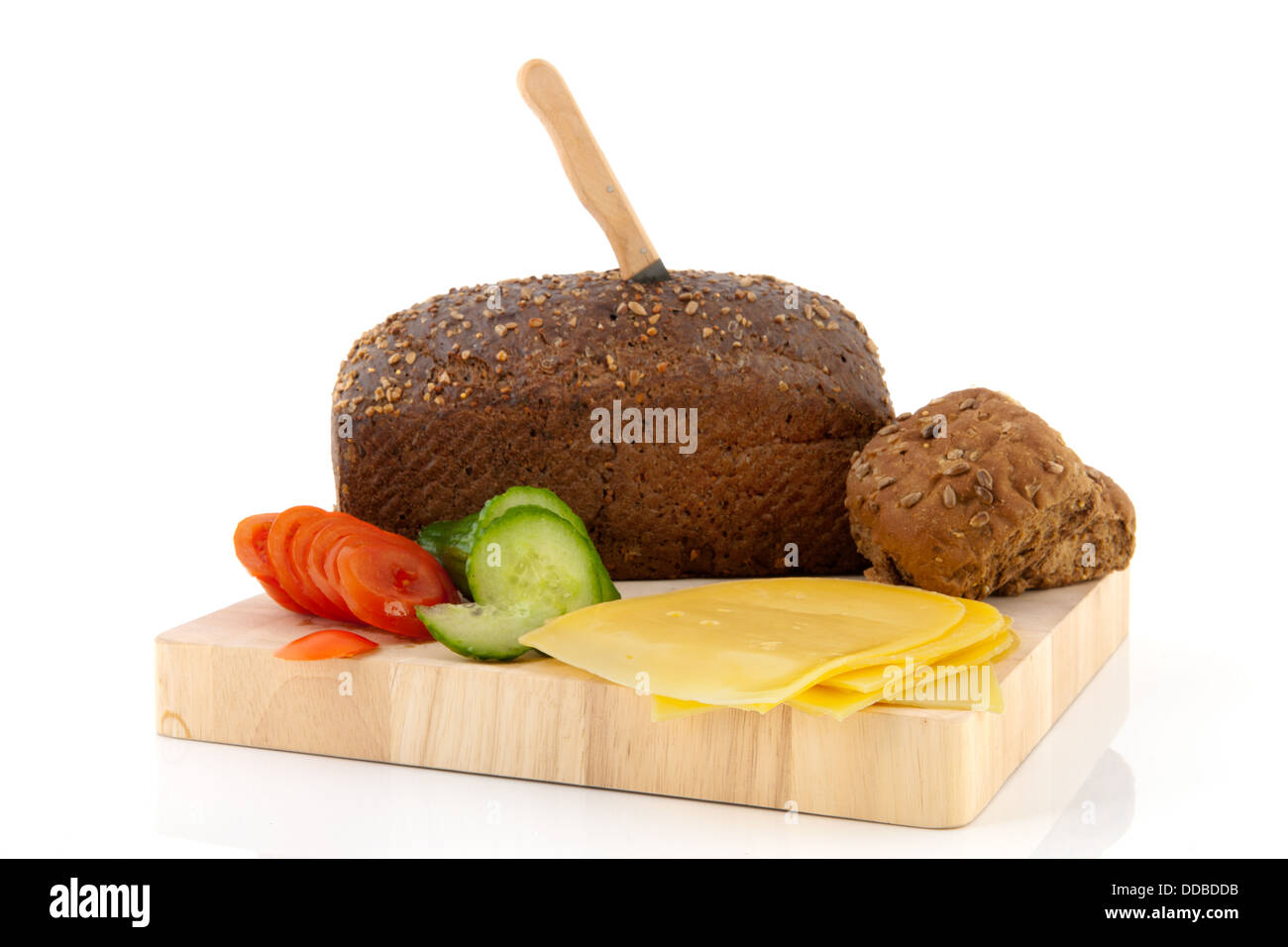 Healthy brown bread with cheese Stock Photo