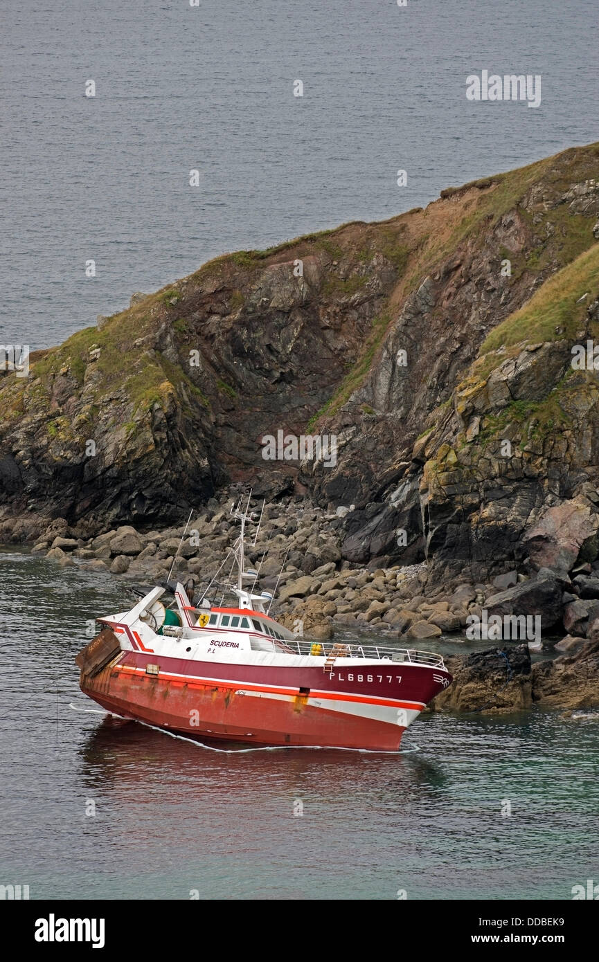 Lizard, Cornwall . 30th Aug, 2013. The Scuderia ran aground in Lankidden Cove on The Lizard Penninsula at around 11pm Wednesday Stock Photo