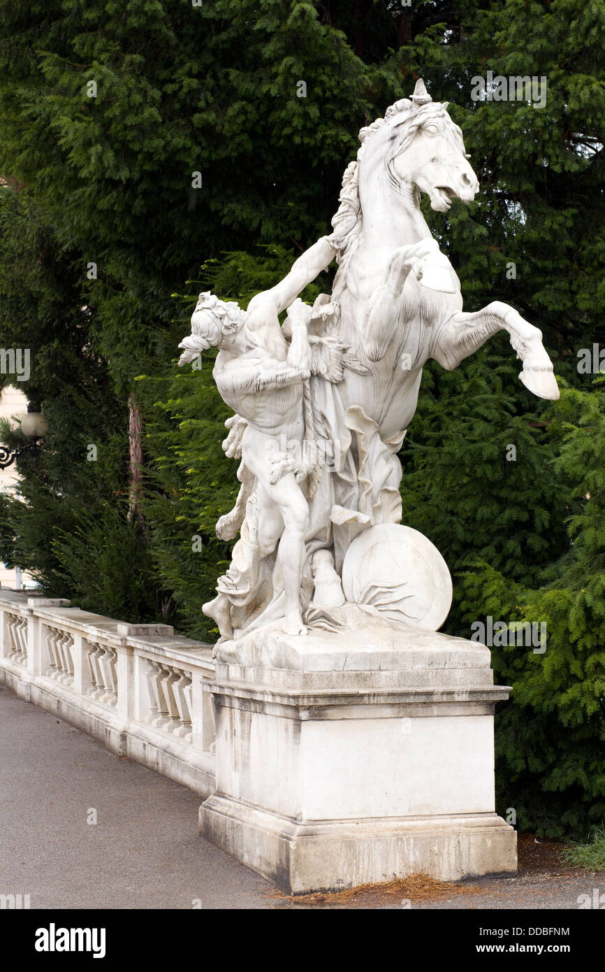 Statues in Vienna 'horse tamer' sculpture Stock Photo