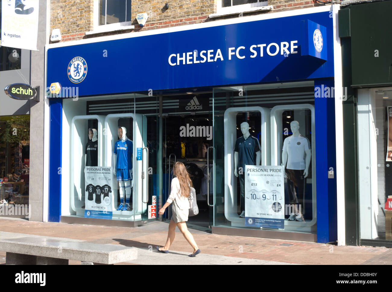 young woman a a branch of chelsea fc in kingston upon thames, surrey, england Stock Photo - Alamy