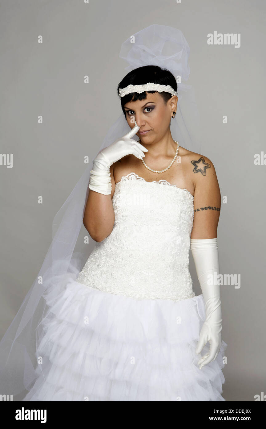 Punk Bride In Her Late 20s Picks Her Nose Stock Photo 59877466