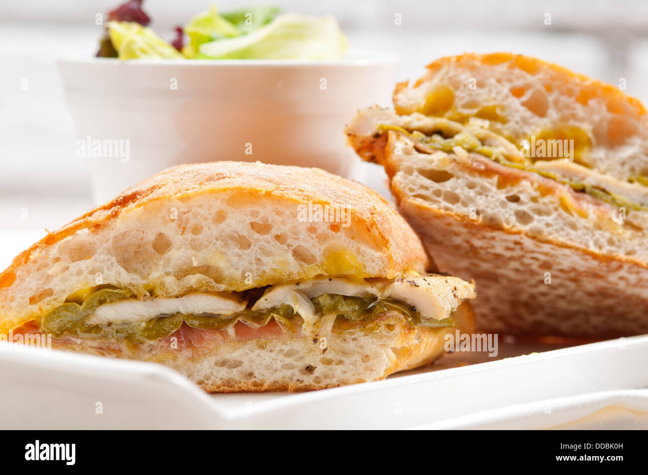 Italian ciabatta panini sandwich chicken Stock Photo Alamy