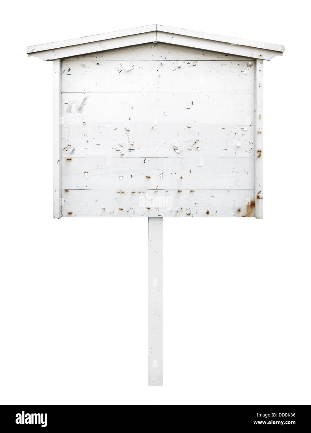Old empty wooden bulletin board isolated on white Stock Photo