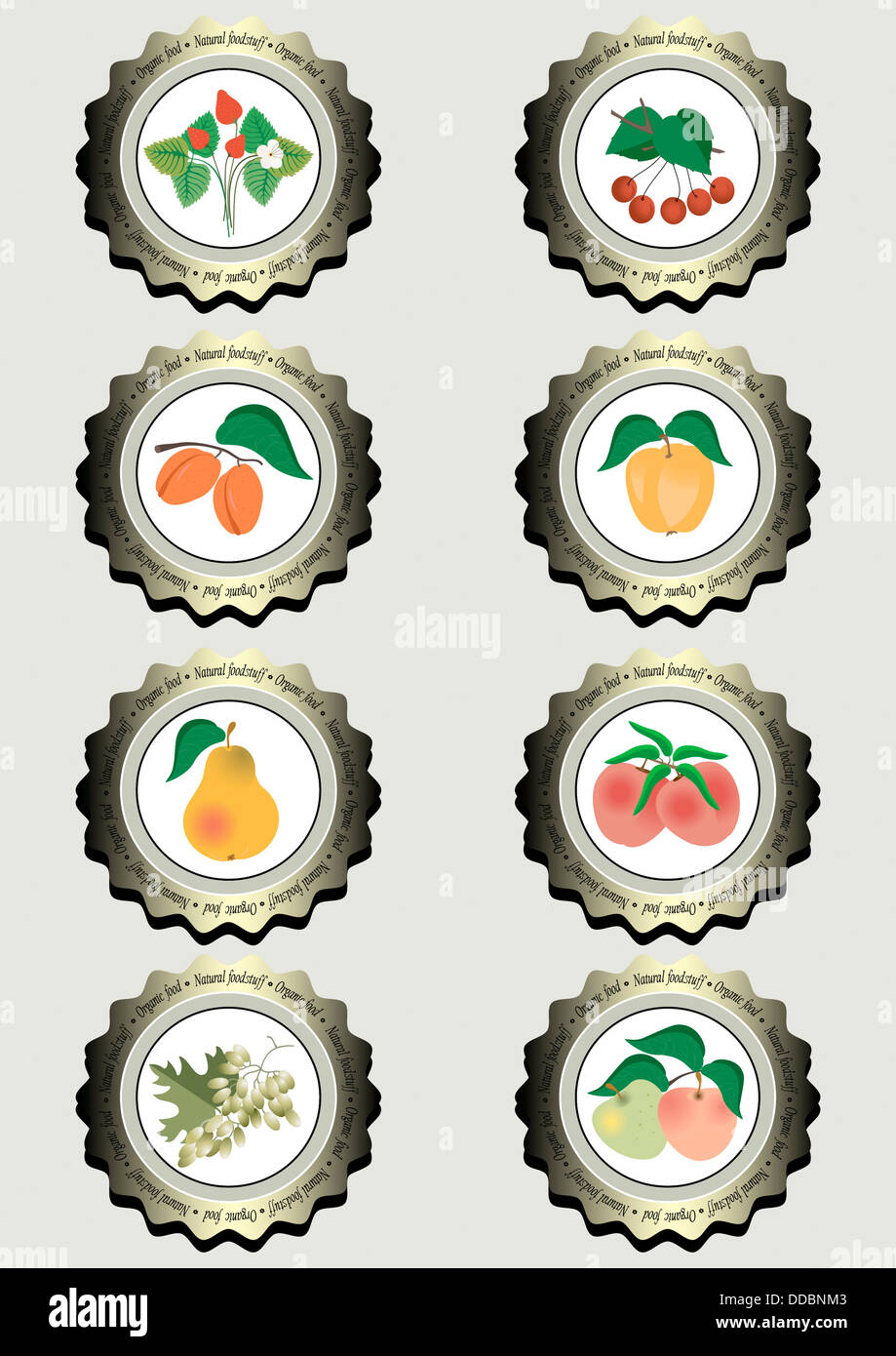 Collection of icons with fruits Stock Photo - Alamy