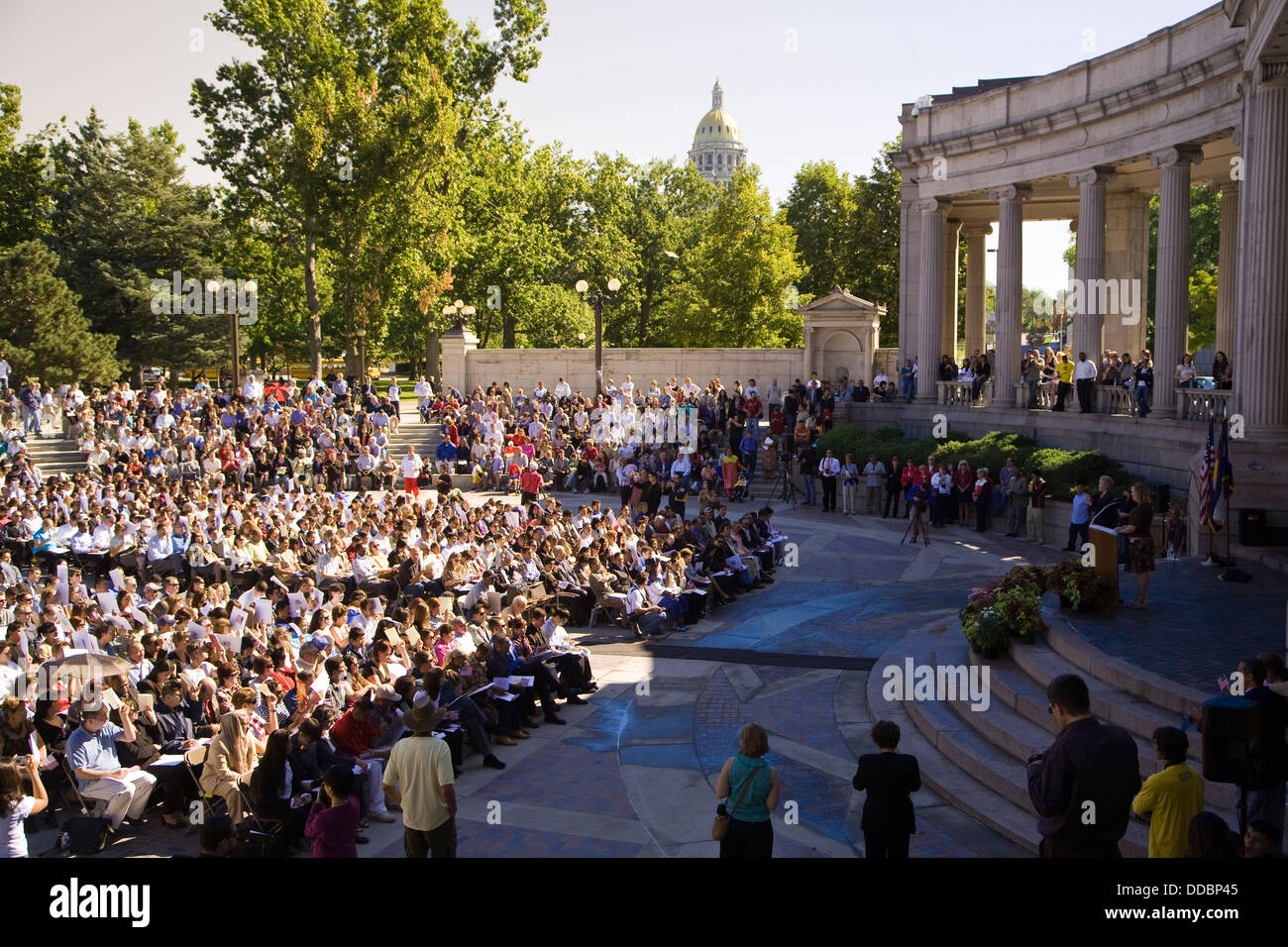 Denver's Civic Center Park is the scene this day of a mass induction of new U.S. Citizens, Denver, CO, USA Stock Photo