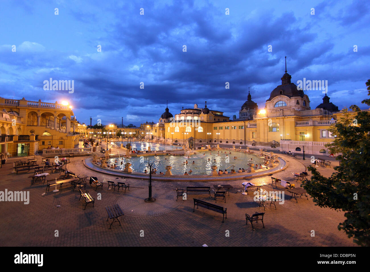 Budapest, Hungary Szechenyi thermal baths in the evening Stock Photo