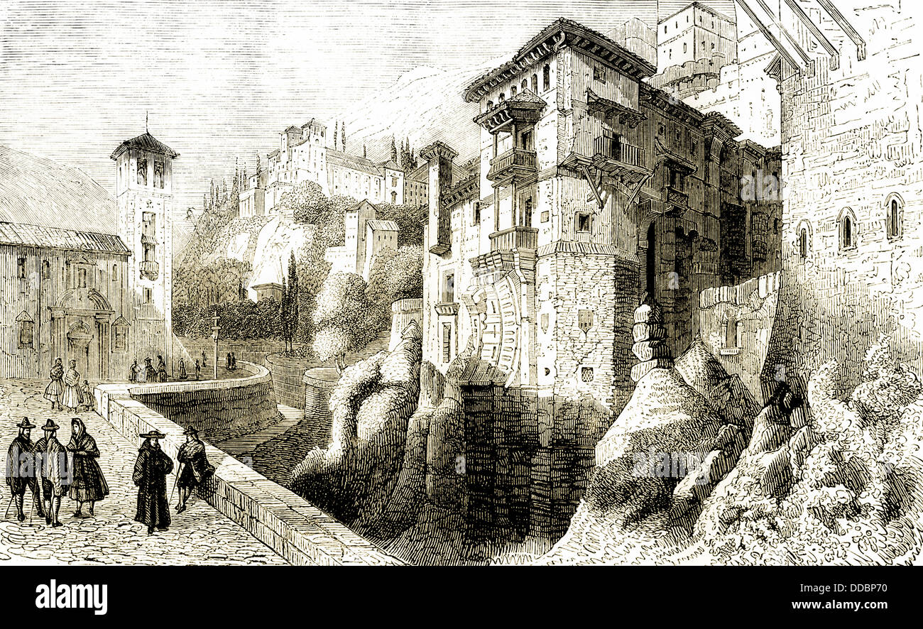Historical cityscape of Granada, 16th century Stock Photo