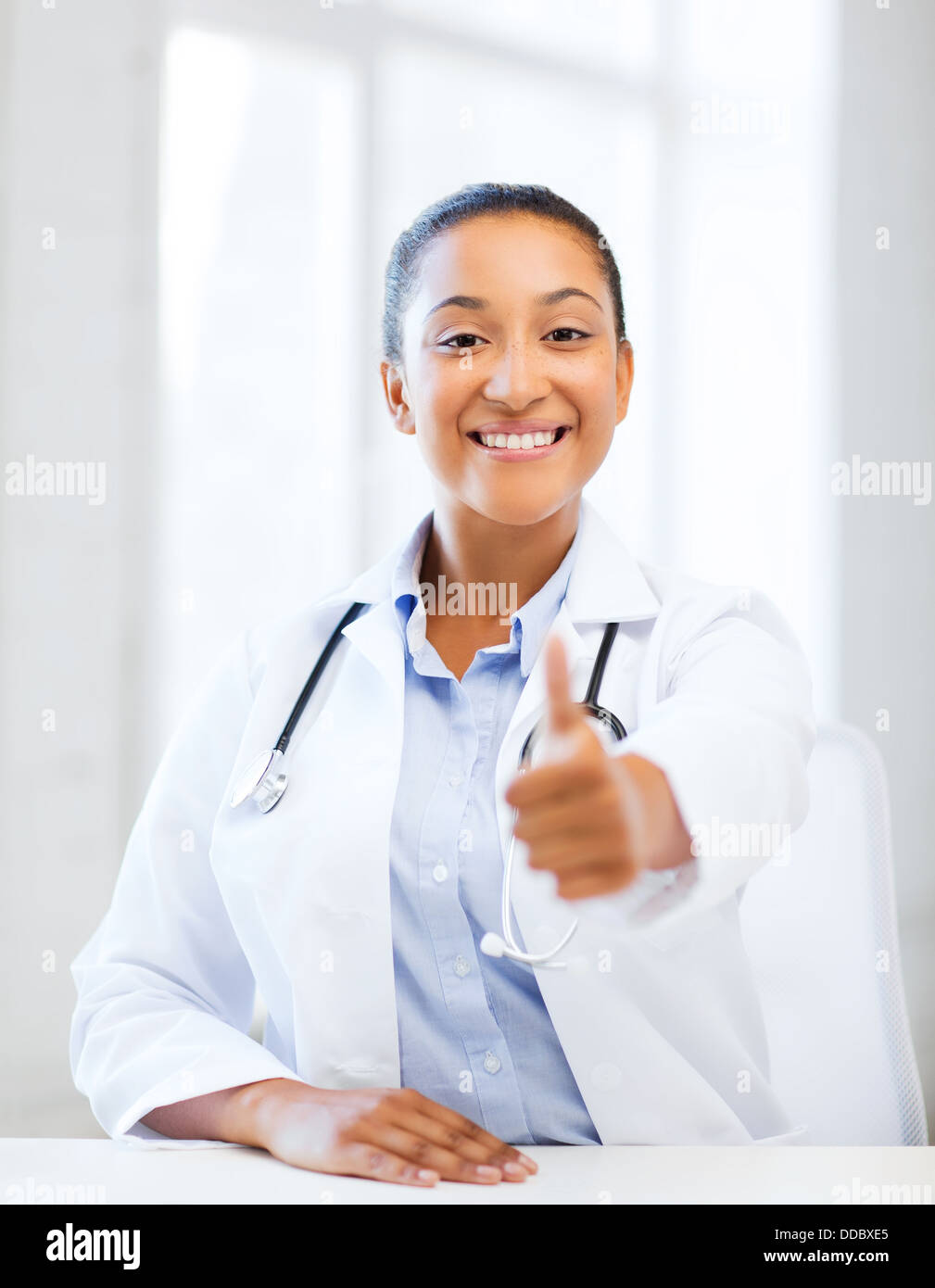 Thumbs up young african doctor hi-res stock photography and images - Alamy