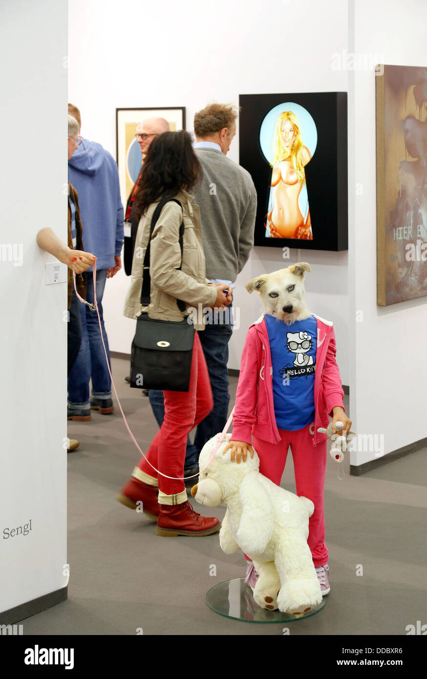 Koeln, Germany, visitors at Art Cologne, in the foreground, the sculpture Little Darling Stock Photo