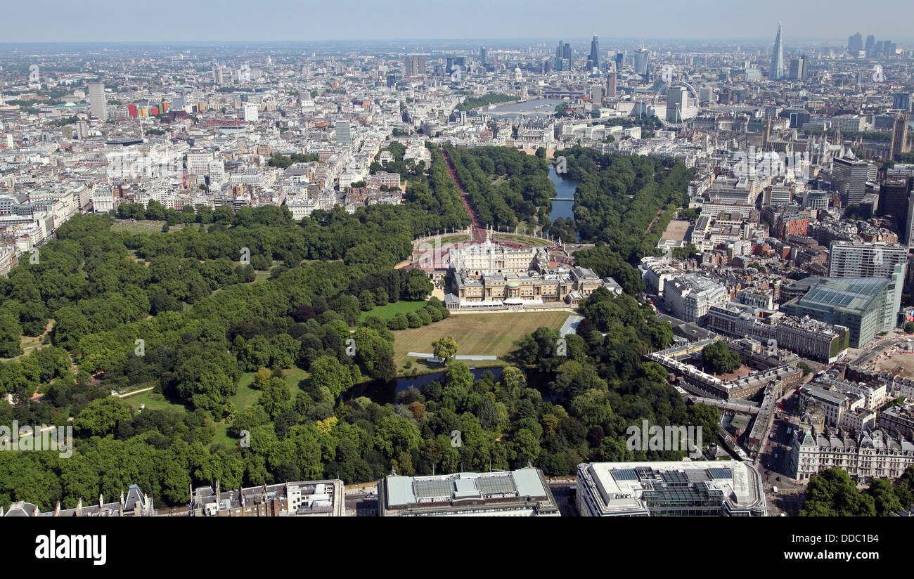 aerial view of Buckingham Palace Gardens, London SW1 Stock Photo