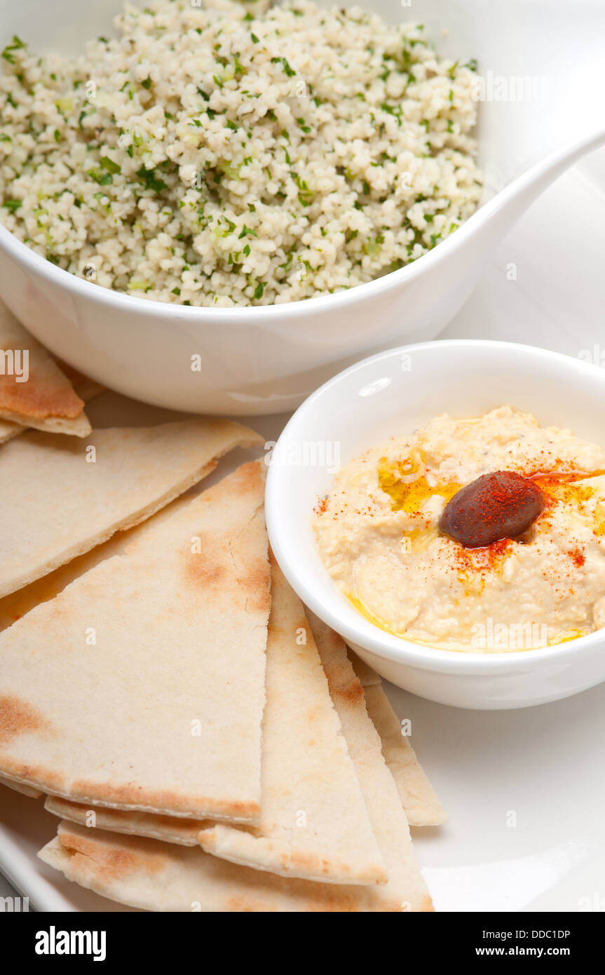 taboulii couscous with hummus Stock Photo Alamy