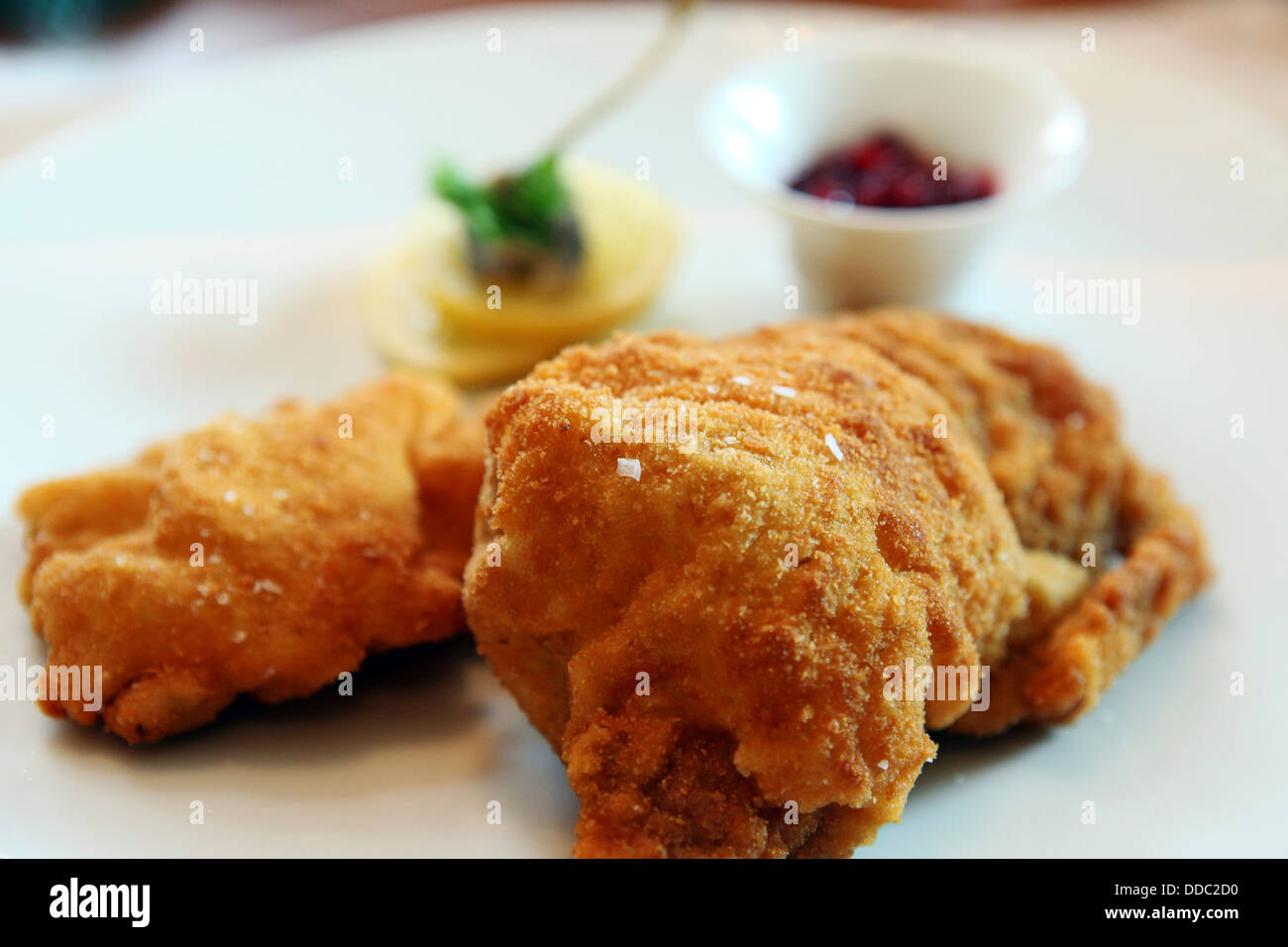 Wiener Schnitzel served at Max on One within the Frankfurt Jumeirah Hotel in Frankfurt am Main