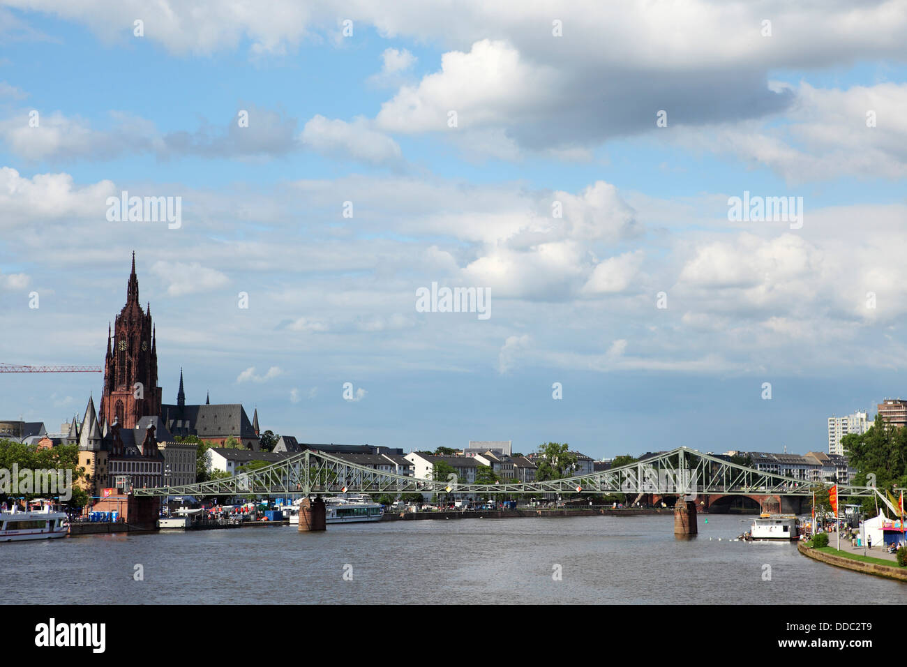 The Main river flows through Frankfurt-am-Main, Germany. Stock Photo